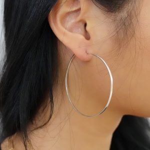 Large Silver 2 Inch Diameter Hoops