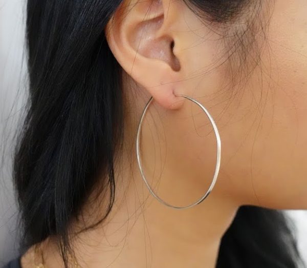 Large Silver 2 Inch Diameter Hoops